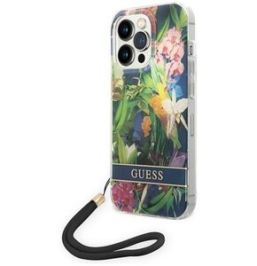 Etui GUESS Flower Strap do Apple iPhone 14 Pro Max Niebieski