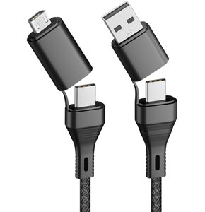 Kabel USB/USB-C - USB-C/Micro USB FOREVER Core 1.2 m Czarny