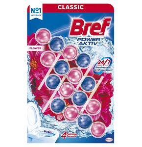 Kostka do WC BREF Power Aktiv Świeże kwiaty 4x50g
