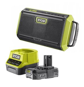 Głośnik mobilny RYOBI RBT18-0 + Akumulator RYOBI ONE+ RC18120-120 2Ah 18V + ładowarka