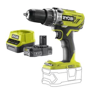Wiertarko-wkrętarka RYOBI R18PD3-0 + Akumulator RYOBI ONE+ RC18120-120 2Ah 18V + ładowarka