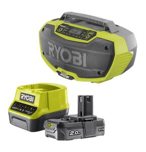 Radioodtwarzacz RYOBI R18RH-0 + Akumulator RYOBI ONE+ RC18120-120 2Ah 18V + ładowarka