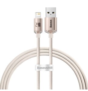 Kabel USB - Lightning BASEUS Crystal Shine 2.4A 1.2 m Różowy