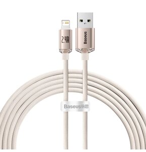 Kabel USB - Lightning BASEUS Crystal Shine 2.4A 2 m Różowy
