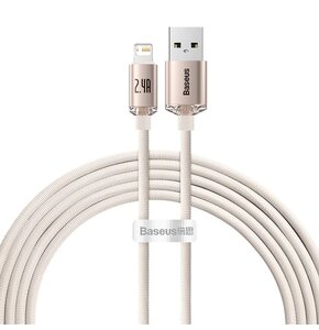 Kabel USB - Lightning BASEUS Crystal Shine 2.4A 2 m Różowy