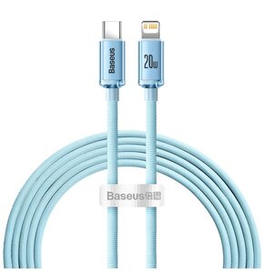 Kabel USB Typ-C - Lightning BASEUS Crystal Shine 2.4A 20W 2 m Jasno-niebieski