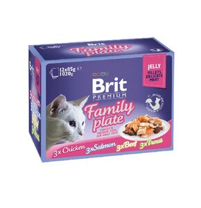 Karma dla kota BRIT Pouch Jelly Fillet Family Plate Mix smaków (12 x 85 g)