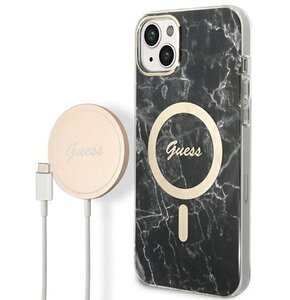 Etui GUESS Marble do Apple iPhone 14 Czarny + Ładowarka MagSafe