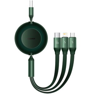 Kabel USB do Micro USB/Lightning/USB-C BASEUS Bright Mirror 3 3w1 66W 1.1 m Zielony