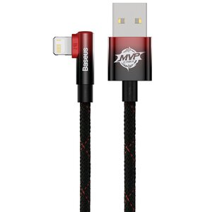Kabel USB - Lightning kątowy BASEUS MVP 2 1 m Czarno-czerwony