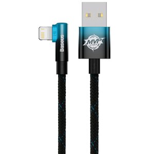 Kabel USB - Lightning kątowy BASEUS MVP 2 1 m Czarno-niebieski