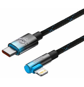 Kabel USB Typ-C - Lightning kątowy BASEUS MVP 1 m Czarno-niebieski