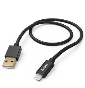 Kabel USB - Lightning HAMA Fabric 1.5 m Czarny