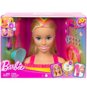 Lalka Barbie Color Reveal Głowa do stylizacji Neonowa tęcza Blond włosy HMD78