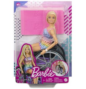 Lalka Barbie Fashionistas Na wózku strój w kratkę HJT13