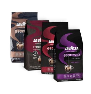 Kawa ziarnista LAVAZZA Espresso Classico 1 kg + Kawa ziarnista LAVAZZA Espresso Italiano Aromatico Arabica 1 kg + Kawa ziarnista LAVAZZA Espresso Italiano Cremoso 1 kg + Kawa ziarnista LAVAZZA Caffe Espresso Barista Gran Crema 1 kg