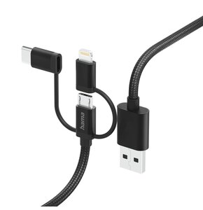 Kabel USB - Lightning/Micro USB/USB-C HAMA 201536 1.5 m Czarny