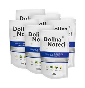 Karma dla psa DOLINA NOTECI Premium bogata w dorsza z brokułami 6 x 500 g