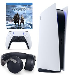 Konsola SONY PlayStation 5 Digital + God Of War Ragnarok (klucz aktywacyjny) + Słuchawki SONY Pulse 3D Moro