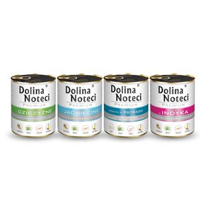 Karma dla psa DOLINA NOTECI Premium bogata w pstrąga, dziczyznę, indyka, jagnięcinę 4 x 800 g