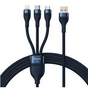 Kabel USB - USB-C/Micro USB/Lightning BASEUS Flash Series 2 66W 1.2 m Niebieski