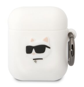 Etui na słuchawki KARL LAGERFELD Silicone Choupette Head 3D do Apple AirPods 1/2 Biały