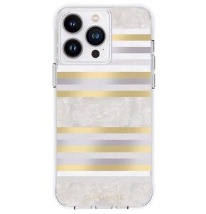 Etui CASE-MATE Pearl Stripes MagSafe do Apple iPhone 14 Pro Max Szaro-złoty