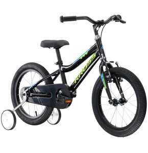 Rower dziecięcy KROSS Racer 3.0 16 cali dla chłopca Czarno-zielono-niebieski