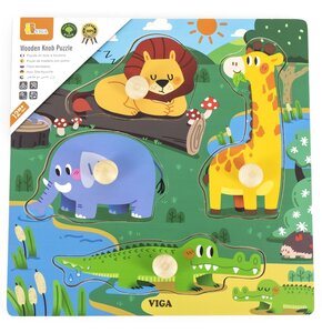 Puzzle VIGA Pierwsze puzzle z uchwytami: Dzikie zwierzęta 44593 (4 elementy)