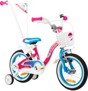 Rower dziecięcy KARBON Mimi 14 cali dla dziewczynki Różowo-niebieski