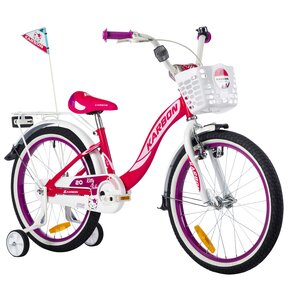 Rower dziecięcy KARBON Kitty 20 cali dla dziewczynki Fioletowo-różowo-biały