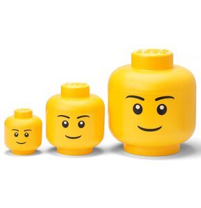Zestaw pojemników na LEGO głowy Chłopiec Żółty 43340800 (3 szt.)