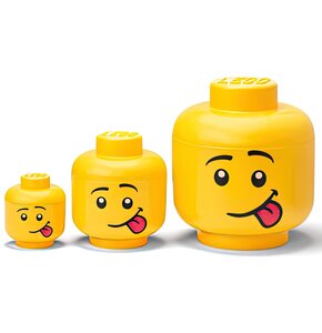Zestaw pojemników na LEGO głowy Chłopiec Głuptasek Żółty 43340801 (3 szt.)