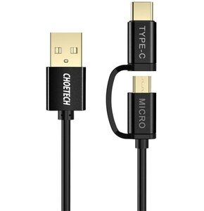 Kabel USB - Micro USB/USB-C CHOETECH XAC-0012-101BK 1.2m Czarny