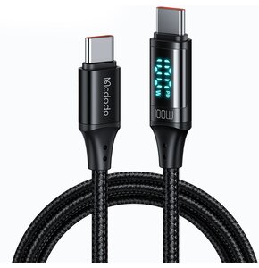 Kabel USB-C - USB-C MCDODO CA-1100 z wyświetlaczem LCD 100W 1.2 m Czarny