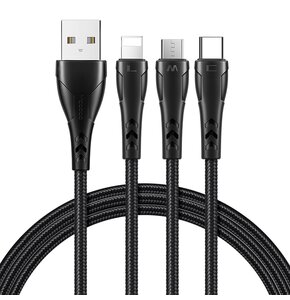 Kabel USB - USB-C/Lightning/Micro USB MCDODO CA-6960 1.2 m Czarny