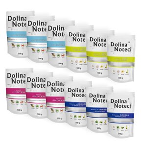 Karma dla psa DOLINA NOTECI Premium bogata w dorsza z brokułami, gęś z ziemniakami, indyka, jagnięcinę 12 x 500 g