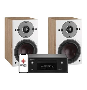 Zestaw stereo DENON RCDN-10 (Czarny) + Kolumny głośnikowe DALI OBERON 1 (Jasne drewno)