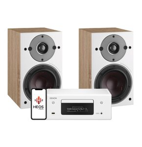 Zestaw stereo DENON RCDN-10 (Biały) + Kolumny głośnikowe DALI OBERON 1 (Jasne drewno)