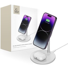 Ładowarka indukcyjna TECH-PROTECT QI15W-A21 2w1 MagSafe Biały