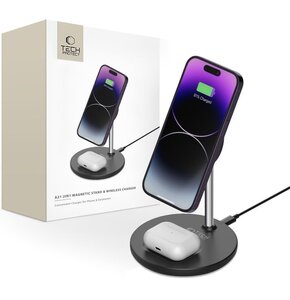 Ładowarka indukcyjna TECH-PROTECT QI15W-A21 2w1 MagSafe Czarny