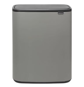 Kosz na śmieci uchylny BRABANTIA Bo Touch 221460 dwukomorowy, do segregacji, System Soft Touch 60L Szary
