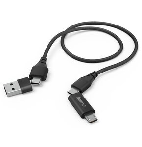 Kabel USB/USB Typ-C - Micro USB/USB Typ-C HAMA 4w1 1 m Czarny