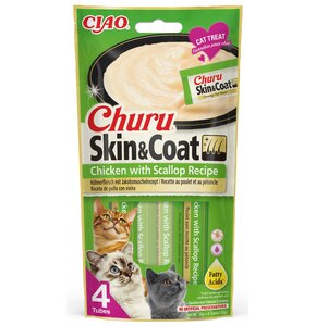 Przysmak dla kota INABA Churu Skin&Coat Kurczak z przegrzebkiem (4 x 14 g)