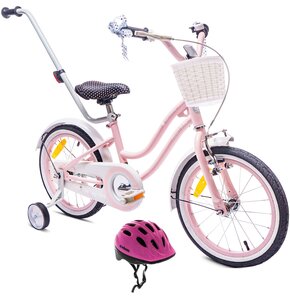 Rower dziecięcy SUN BABY Heart Bike 16 cali dla dziewczynki Różowy + Kask rowerowy VÖGEL VKA-920G Różowy dla Dzieci (rozmiar XS)