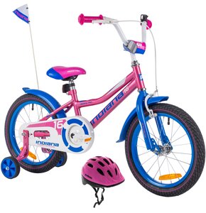 Rower dziecięcy INDIANA Roxy Kid 16 cali dla dziewczynki Różowy + Kask rowerowy VÖGEL VKA-920G Różowy dla Dzieci (rozmiar XS)