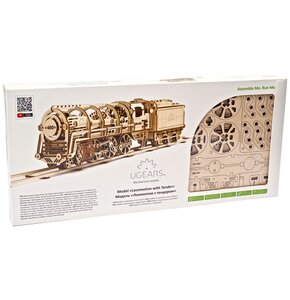 Zabawka drewniana UGEARS Mechaniczne modele 3D Lokomotywa UG460 70012 (443 elementy)