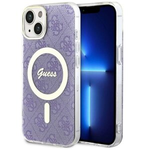 Etui GUESS 4G MagSafe do Apple iPhone 14 Purpurowy