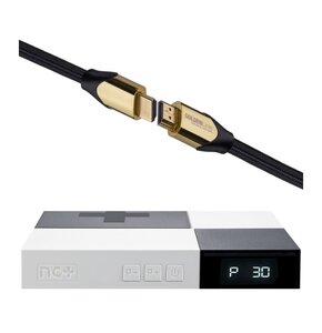 Dekoder NC+ SAGECOM DSIW74 z usługą telewizja na kartę (Pakiet 3 m-c na start z Eleven Sports) + Kabel HDMI - HDMI GÖTZE&JENSEN GOLDENLINE 1.5 m