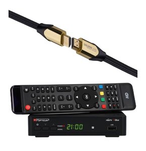 Dekoder OPTICUM HbbTv T-BOX H.265/HEVC/DVB-T2 + Kabel HDMI - HDMI GÖTZE&JENSEN GOLDENLINE 1.5 m
